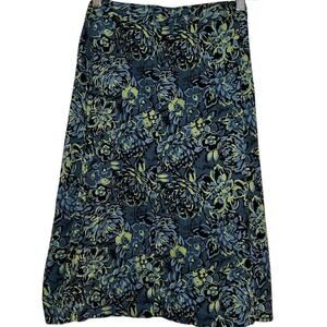 Attention‎ Women's Blue Lime Green Floral Skirt Zips in Back Size 2X
